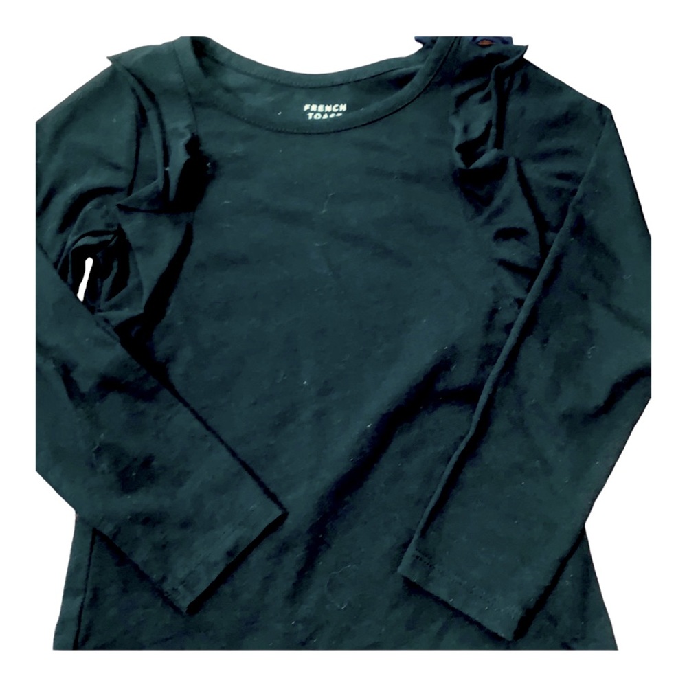 French toast black ruffle sleeve t-shirt girls size 5 small